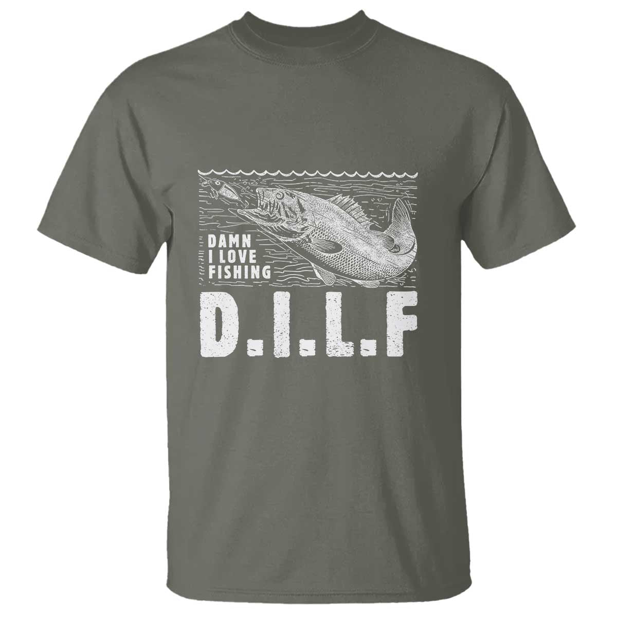 Funny Fisherman T Shirt DILF Damn I Love Fishing - Wonder Print Shop