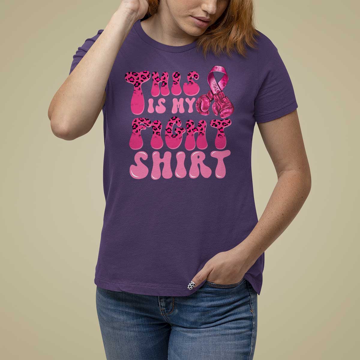 Breast Cancer T Shirt For Women This Is My Fight Warrior Boxing Gloves - Wonder Print Shop
