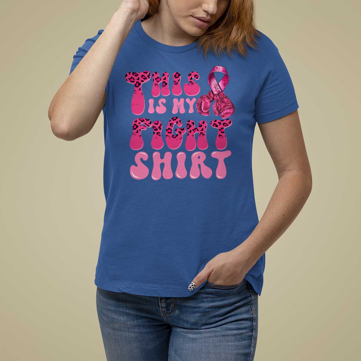 Breast Cancer T Shirt For Women This Is My Fight Warrior Boxing Gloves - Wonder Print Shop