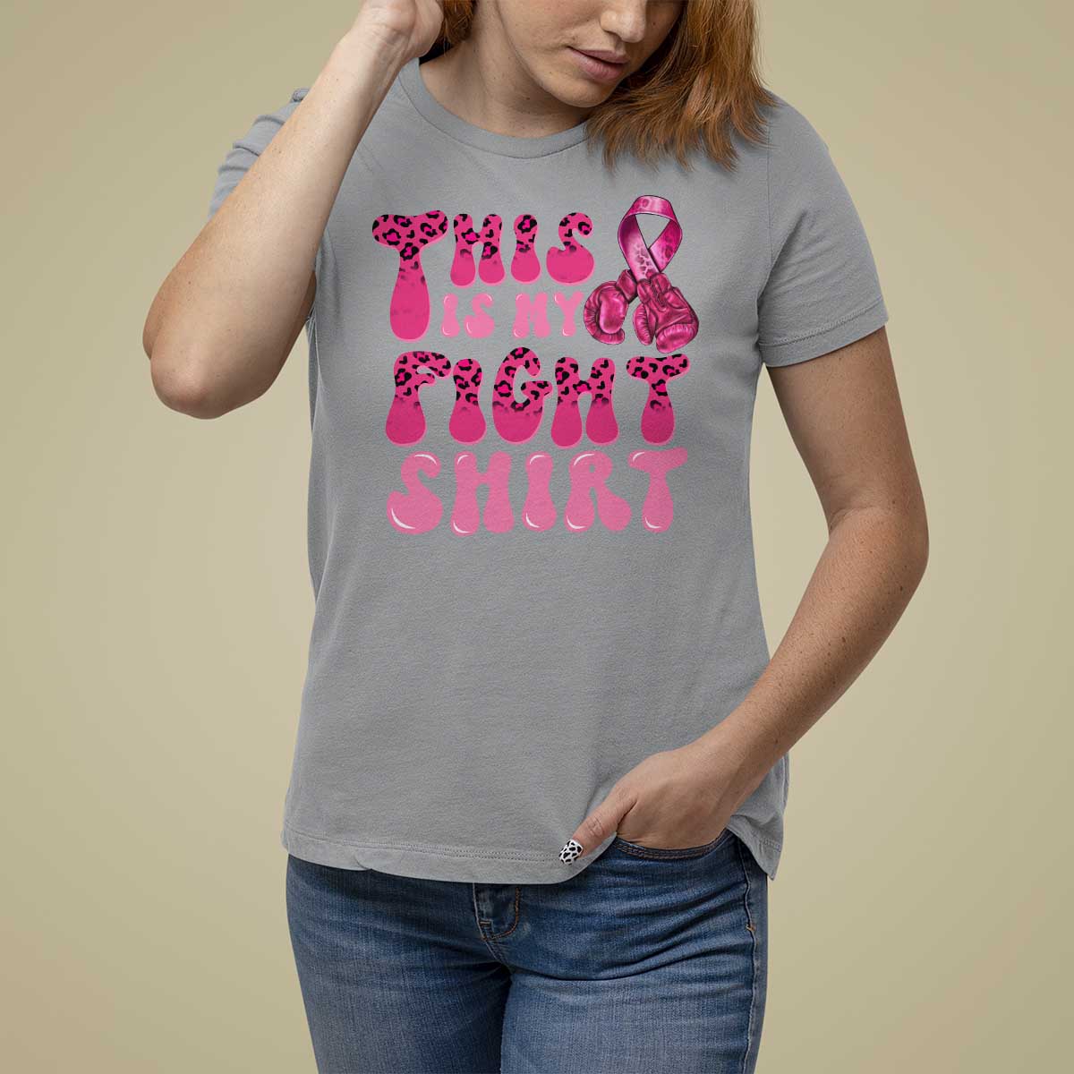 Breast Cancer T Shirt For Women This Is My Fight Warrior Boxing Gloves - Wonder Print Shop