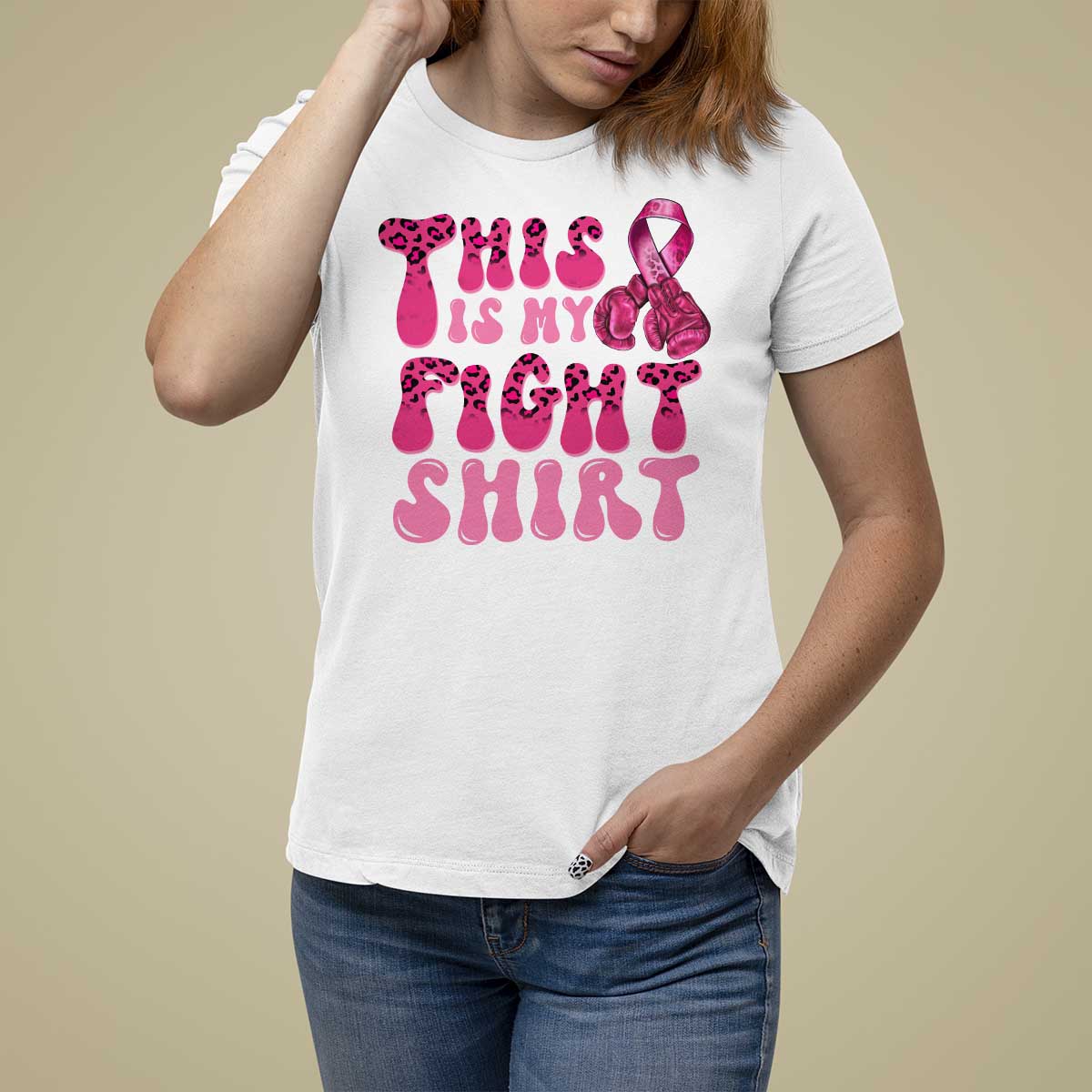 Breast Cancer T Shirt For Women This Is My Fight Warrior Boxing Gloves - Wonder Print Shop