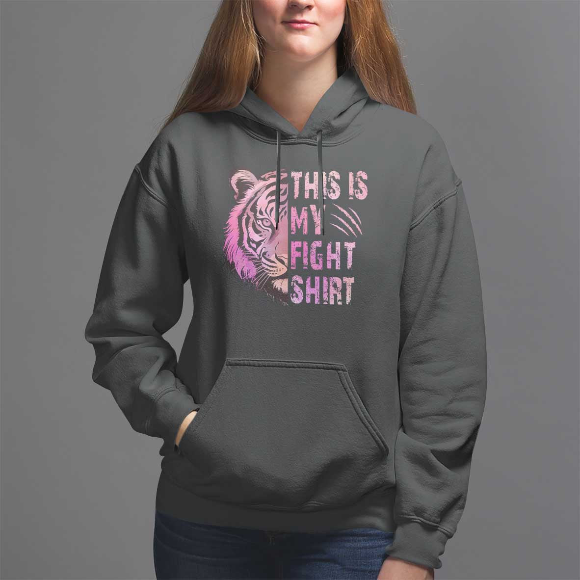 Breast Cancer Hoodie This Is My Fight Pink Tiger Warrior - Wonder Print Shop