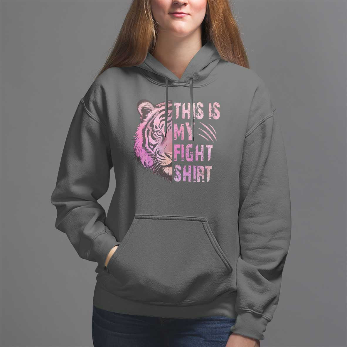 Breast Cancer Hoodie This Is My Fight Pink Tiger Warrior - Wonder Print Shop