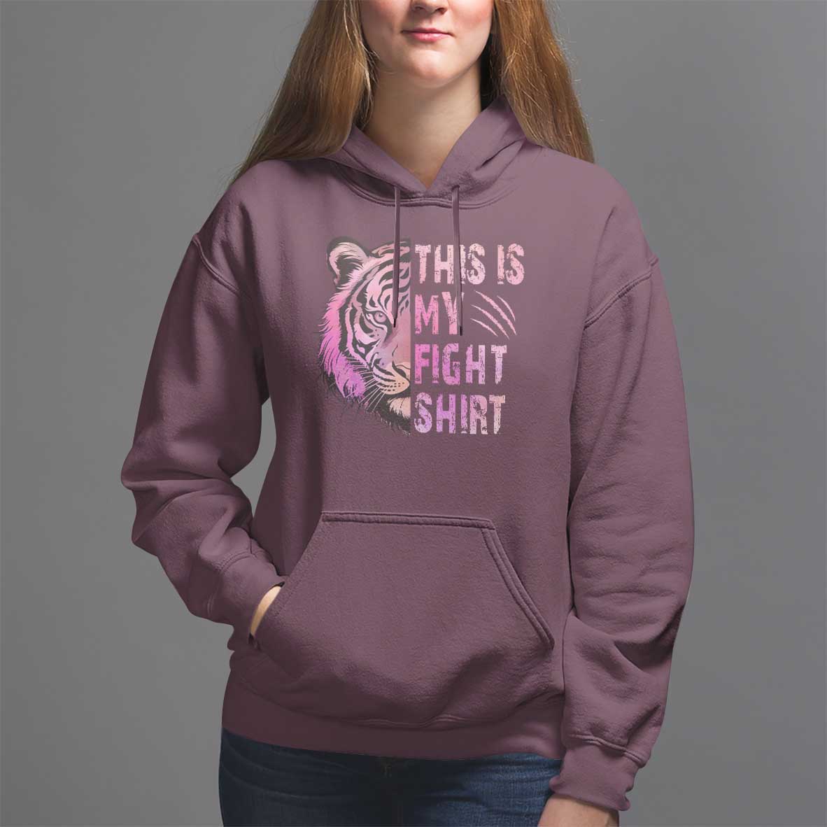 Breast Cancer Hoodie This Is My Fight Pink Tiger Warrior - Wonder Print Shop