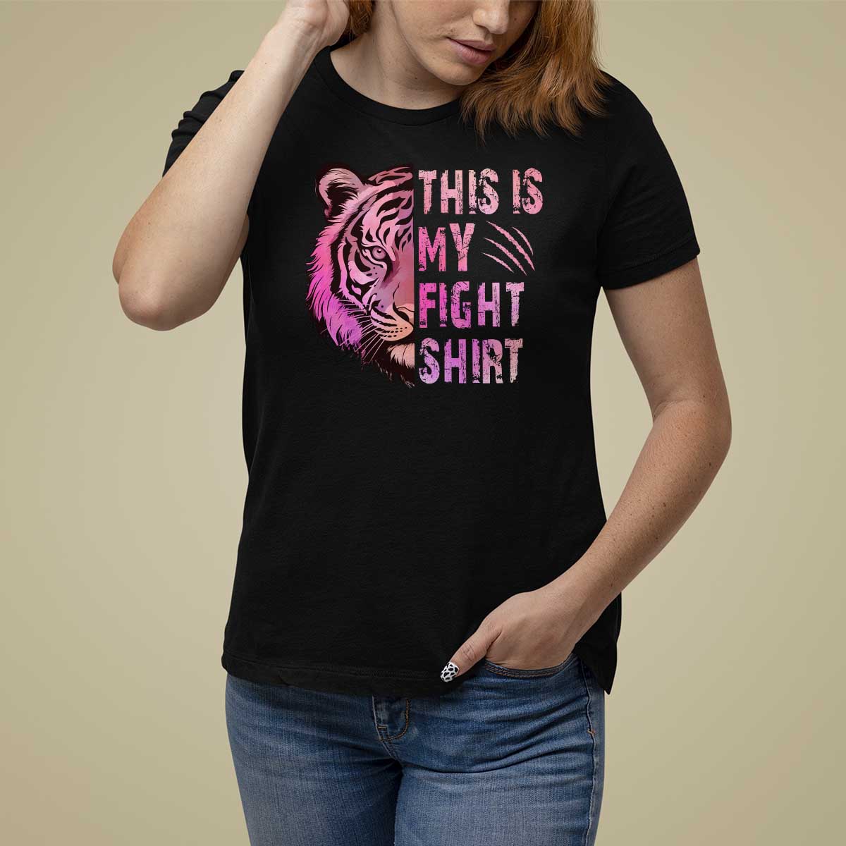 Breast Cancer T Shirt For Women This Is My Fight Pink Tiger Warrior - Wonder Print Shop