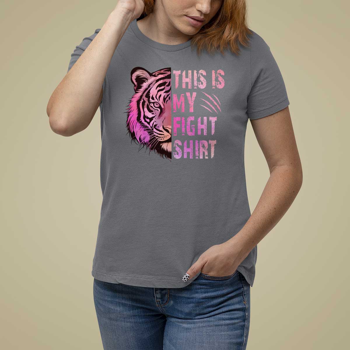 Breast Cancer T Shirt For Women This Is My Fight Pink Tiger Warrior - Wonder Print Shop