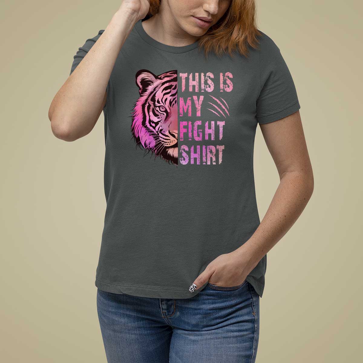 Breast Cancer T Shirt For Women This Is My Fight Pink Tiger Warrior - Wonder Print Shop