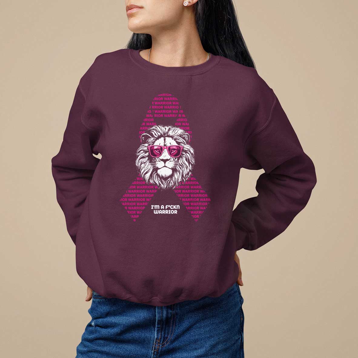 Pink Breast Cancer Sweatshirt This Is My Fight Pink Lion Warrior - Wonder Print Shop