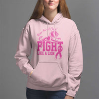 Pink Breast Cancer Hoodie Fight Like A Lion Roar For A Cure - Wonder Print Shop