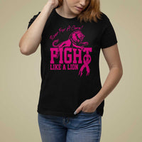 Pink Breast Cancer T Shirt For Women Fight Like A Lion Roar For A Cure - Wonder Print Shop