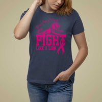 Pink Breast Cancer T Shirt For Women Fight Like A Lion Roar For A Cure - Wonder Print Shop