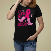 Breast Cancer T Shirt For Women Give Cancer The Boot Cowgirl Western Cowboy - Wonder Print Shop