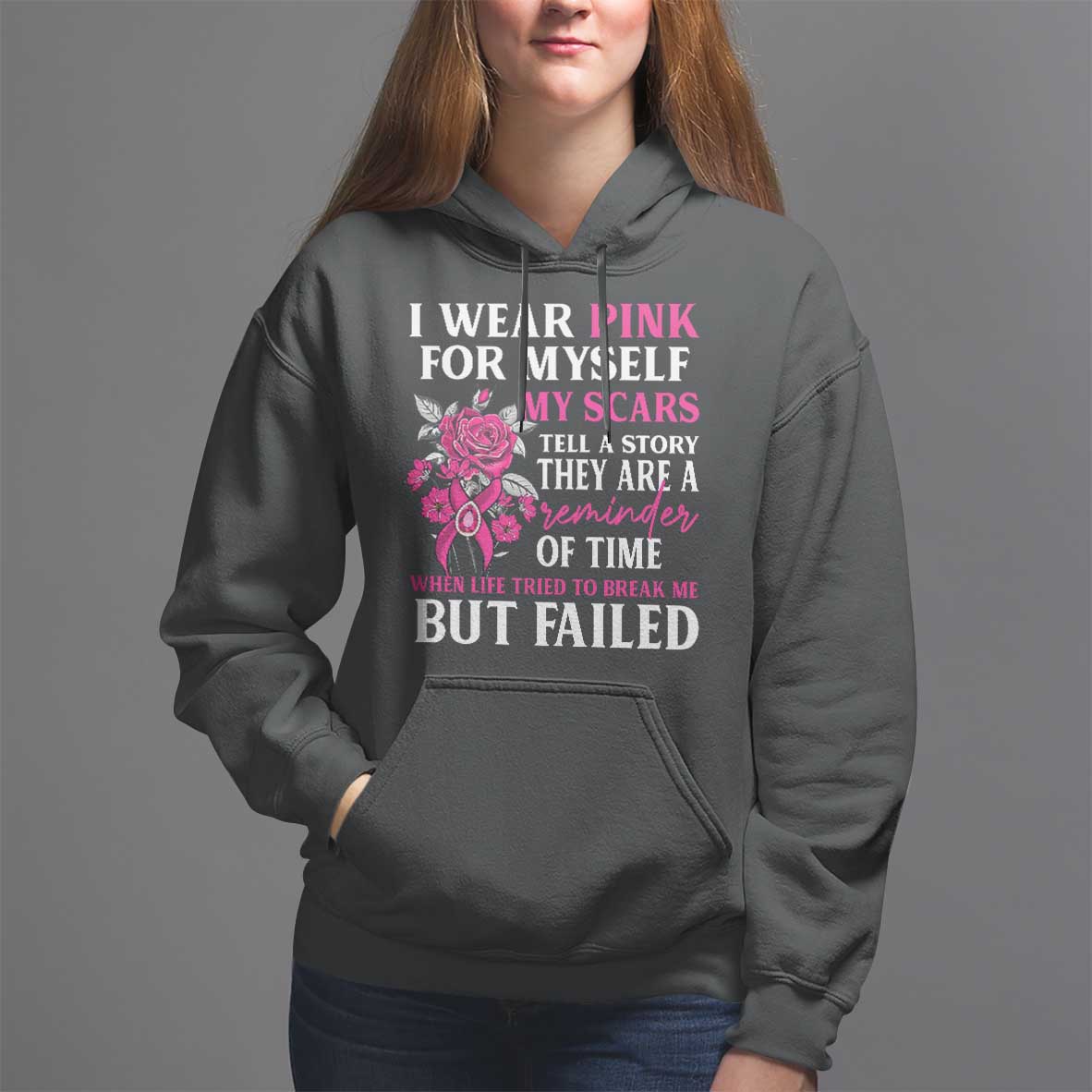Pink Breast Cancer Hoodie I Wear Pink For Myself My Scars Tell A Story - Wonder Print Shop
