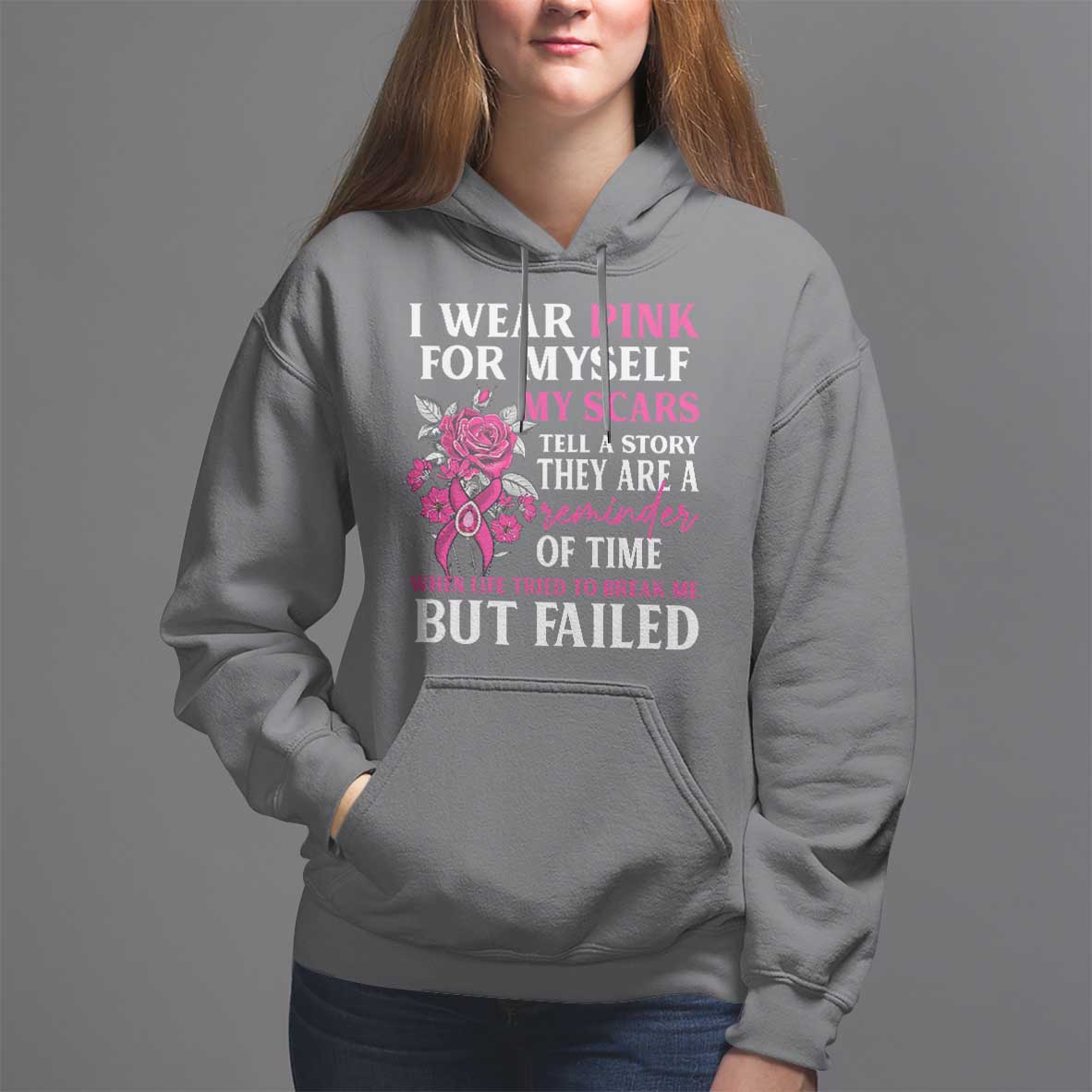 Pink Breast Cancer Hoodie I Wear Pink For Myself My Scars Tell A Story - Wonder Print Shop