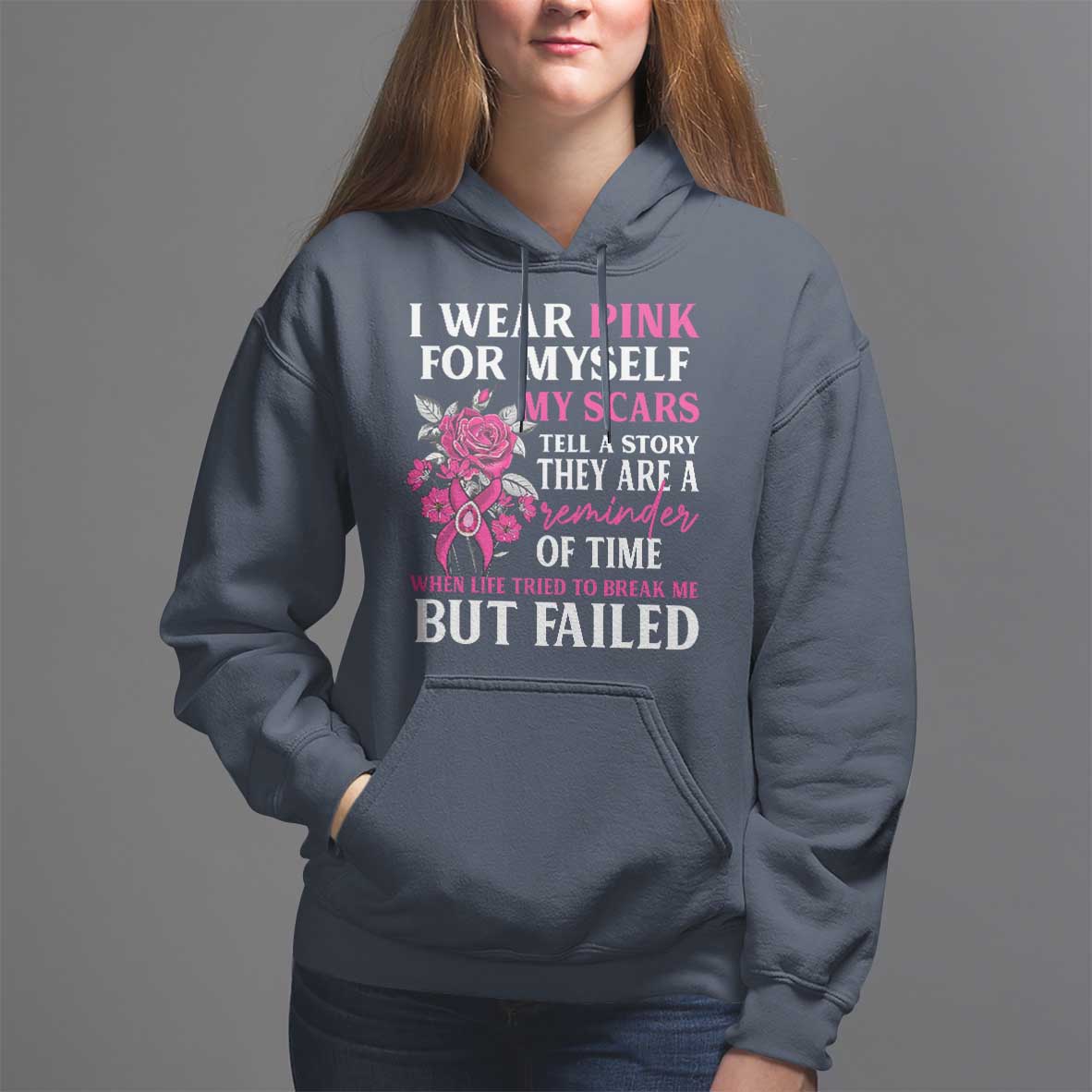 Pink Breast Cancer Hoodie I Wear Pink For Myself My Scars Tell A Story - Wonder Print Shop