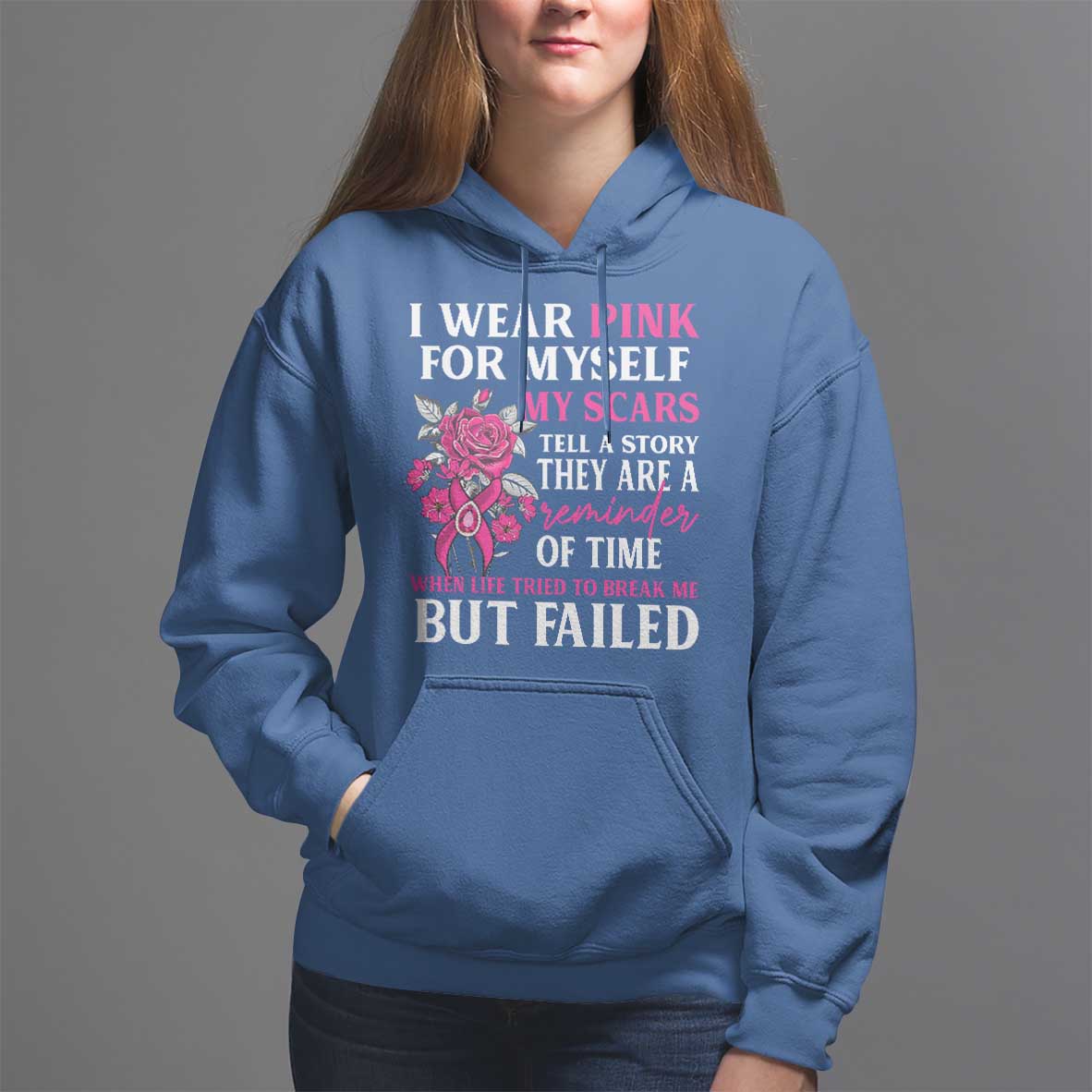 Pink Breast Cancer Hoodie I Wear Pink For Myself My Scars Tell A Story - Wonder Print Shop