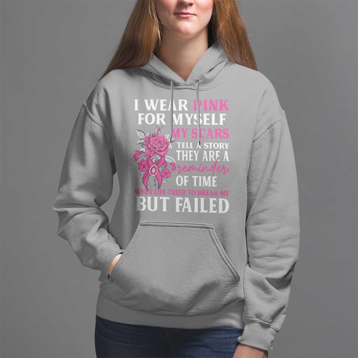Pink Breast Cancer Hoodie I Wear Pink For Myself My Scars Tell A Story - Wonder Print Shop