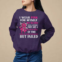 Pink Breast Cancer Sweatshirt I Wear Pink For Myself My Scars Tell A Story - Wonder Print Shop