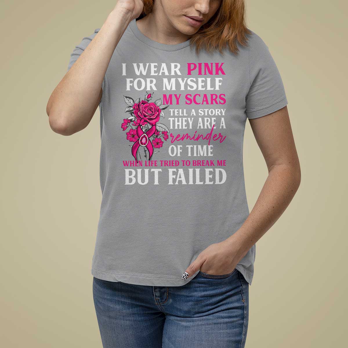 Pink Breast Cancer T Shirt For Women I Wear Pink For Myself My Scars Tell A Story - Wonder Print Shop