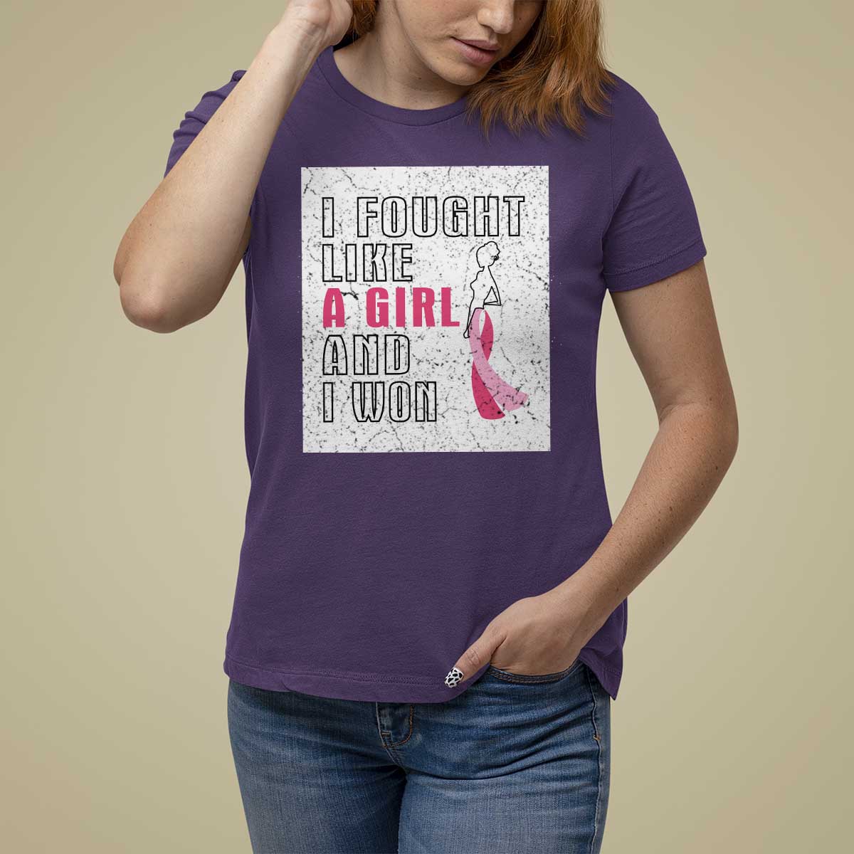 Pink Breast Cancer T Shirt For Women I Fought Like A Girl And I Won - Wonder Print Shop