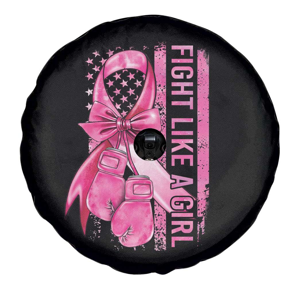 Breast Cancer Spare Tire Cover Fight Like A Girl Pink American Flag