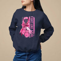 Breast Cancer Sweatshirt Fight Like A Girl Pink American Flag - Wonder Print Shop