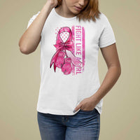 Breast Cancer T Shirt For Women Fight Like A Girl Pink American Flag - Wonder Print Shop