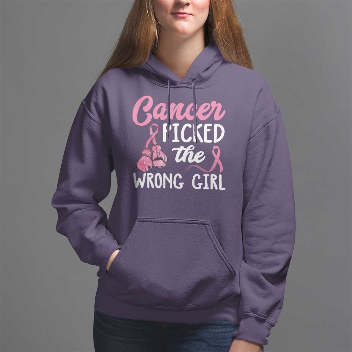 Breast Cancer Hoodie Cancer Picked The Wrong Girl - Wonder Print Shop