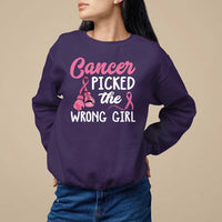 Breast Cancer Sweatshirt Cancer Picked The Wrong Girl - Wonder Print Shop