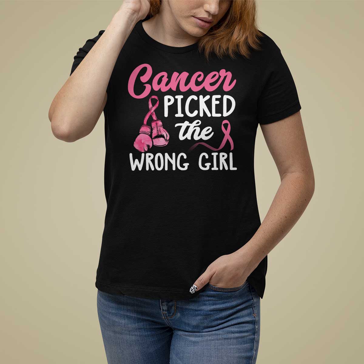 Breast Cancer T Shirt For Women Cancer Picked The Wrong Girl - Wonder Print Shop