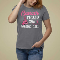 Breast Cancer T Shirt For Women Cancer Picked The Wrong Girl - Wonder Print Shop