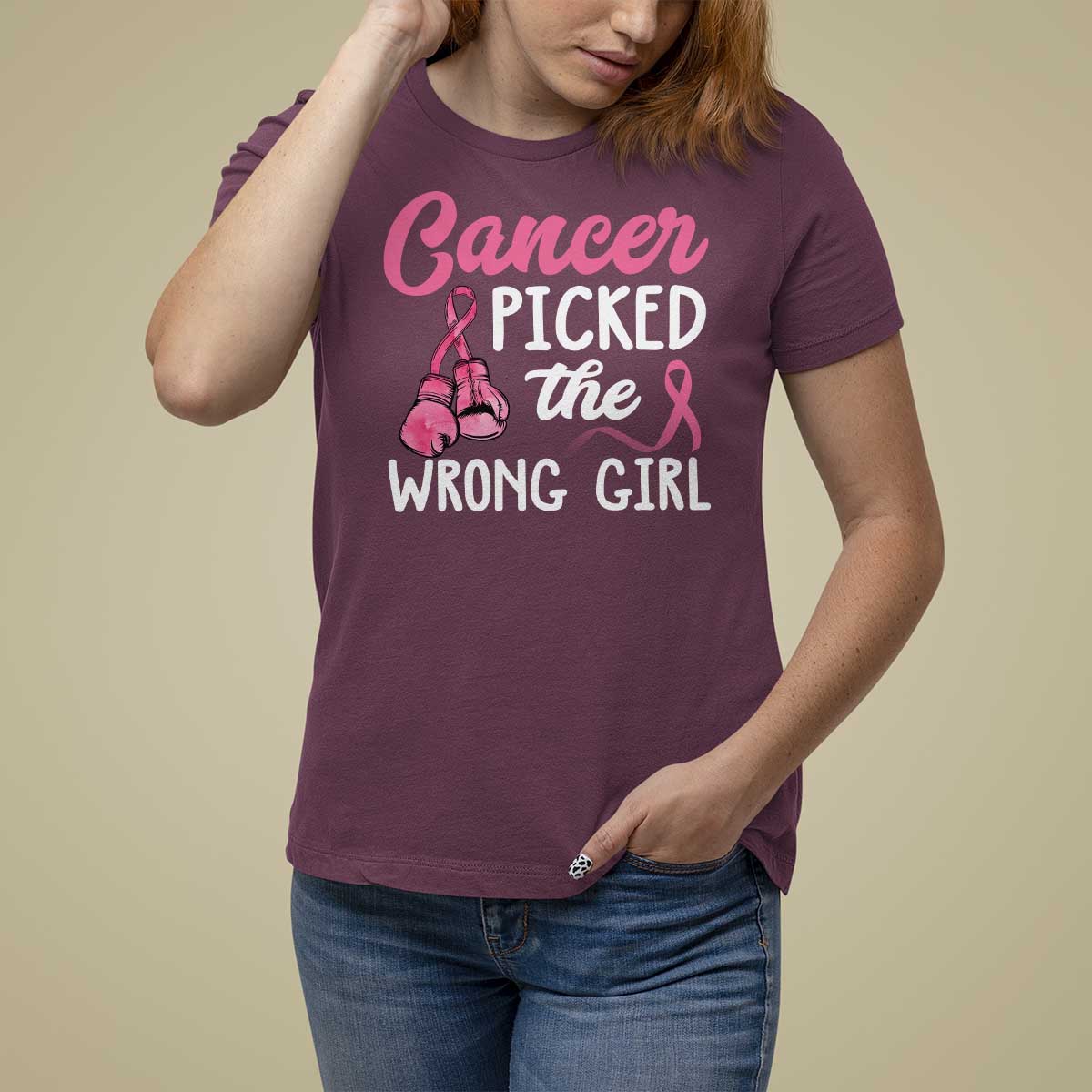 Breast Cancer T Shirt For Women Cancer Picked The Wrong Girl - Wonder Print Shop