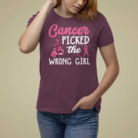 Breast Cancer T Shirt For Women Cancer Picked The Wrong Girl - Wonder Print Shop