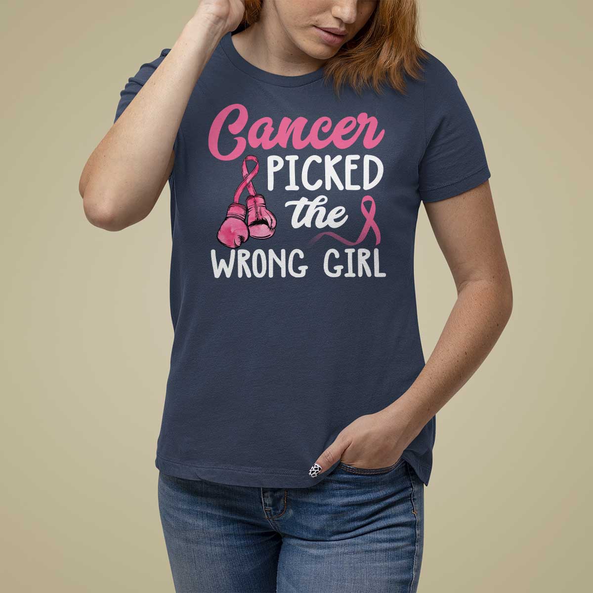 Breast Cancer T Shirt For Women Cancer Picked The Wrong Girl - Wonder Print Shop