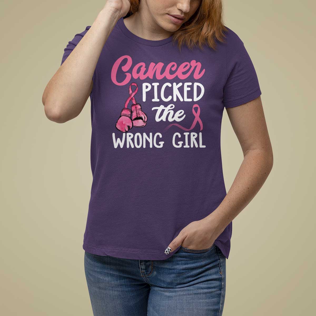 Breast Cancer T Shirt For Women Cancer Picked The Wrong Girl - Wonder Print Shop
