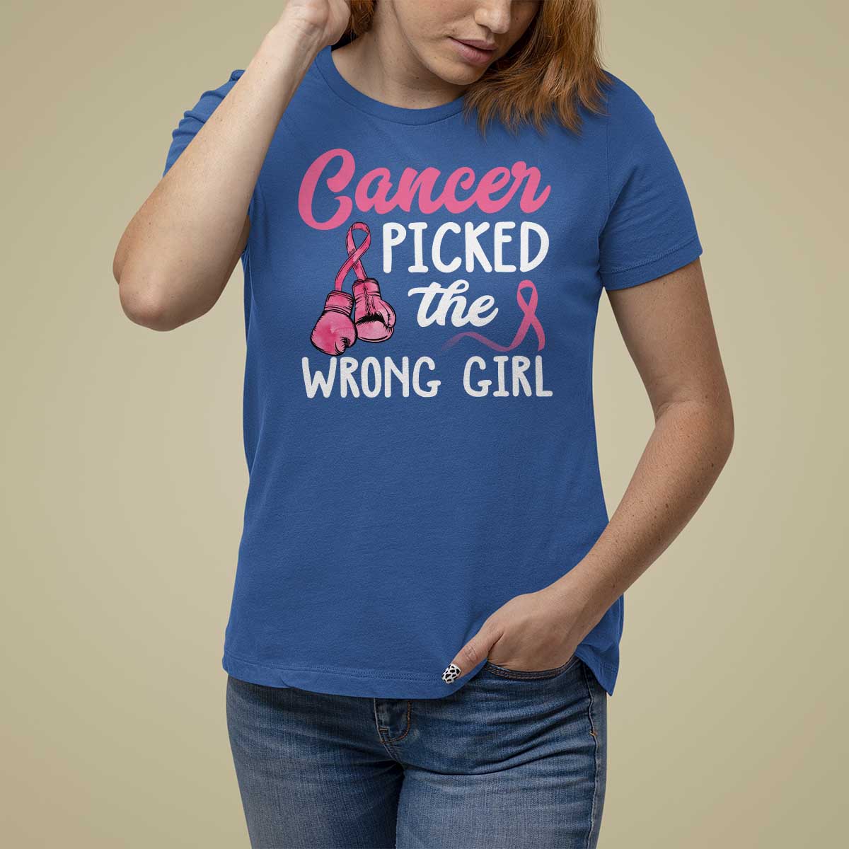 Breast Cancer T Shirt For Women Cancer Picked The Wrong Girl - Wonder Print Shop