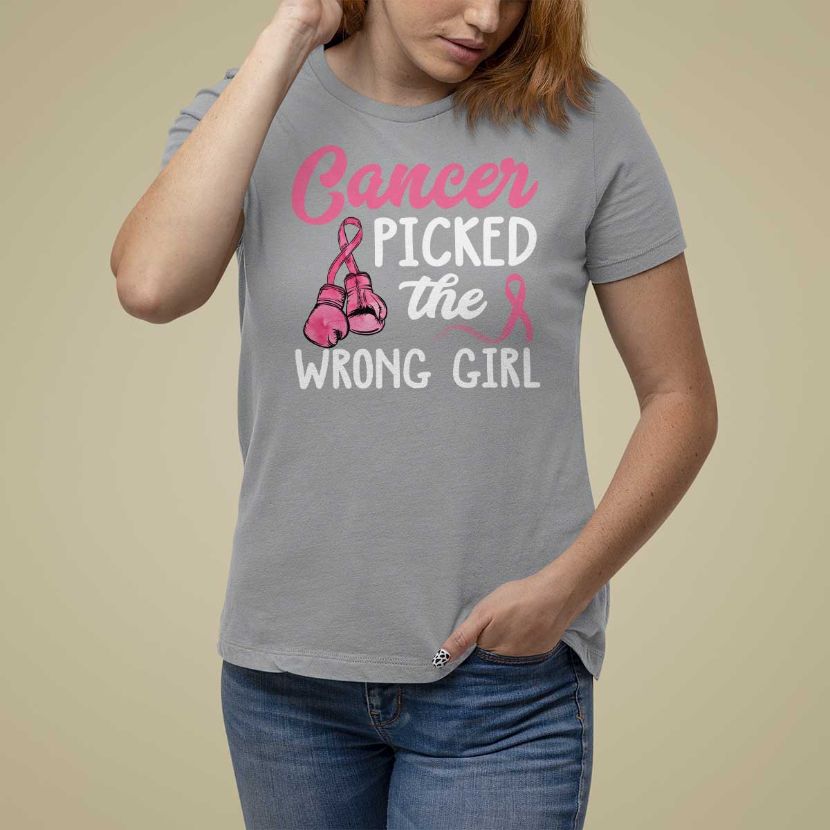 Breast Cancer T Shirt For Women Cancer Picked The Wrong Girl - Wonder Print Shop