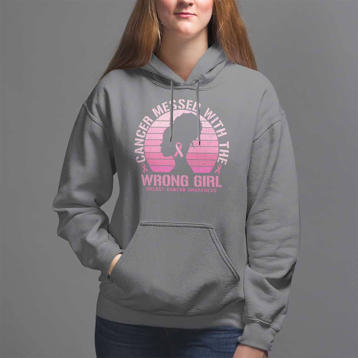 Breast Cancer Hoodie Cancer Messed With The Wrong Girl - Wonder Print Shop