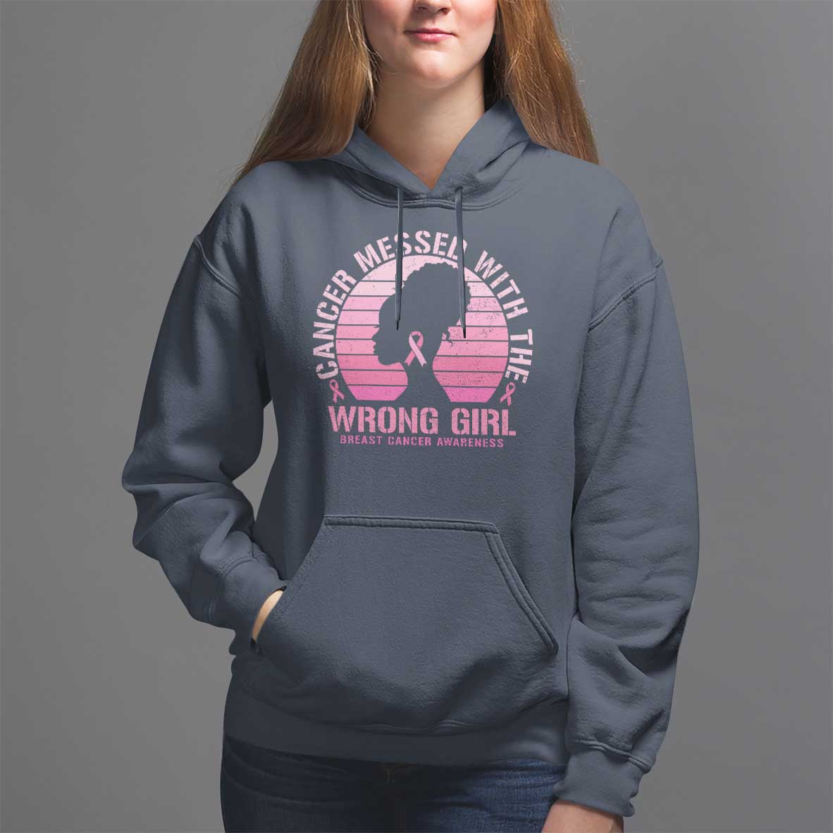 Breast Cancer Hoodie Cancer Messed With The Wrong Girl - Wonder Print Shop