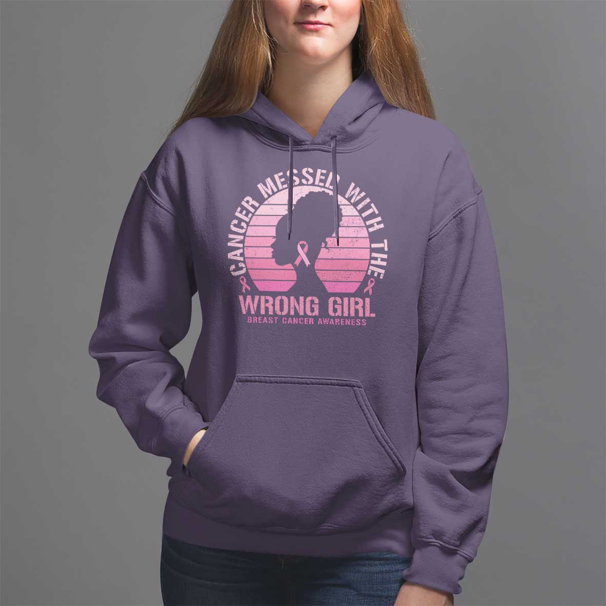 Breast Cancer Hoodie Cancer Messed With The Wrong Girl - Wonder Print Shop