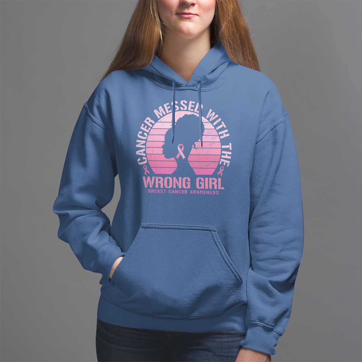 Breast Cancer Hoodie Cancer Messed With The Wrong Girl - Wonder Print Shop