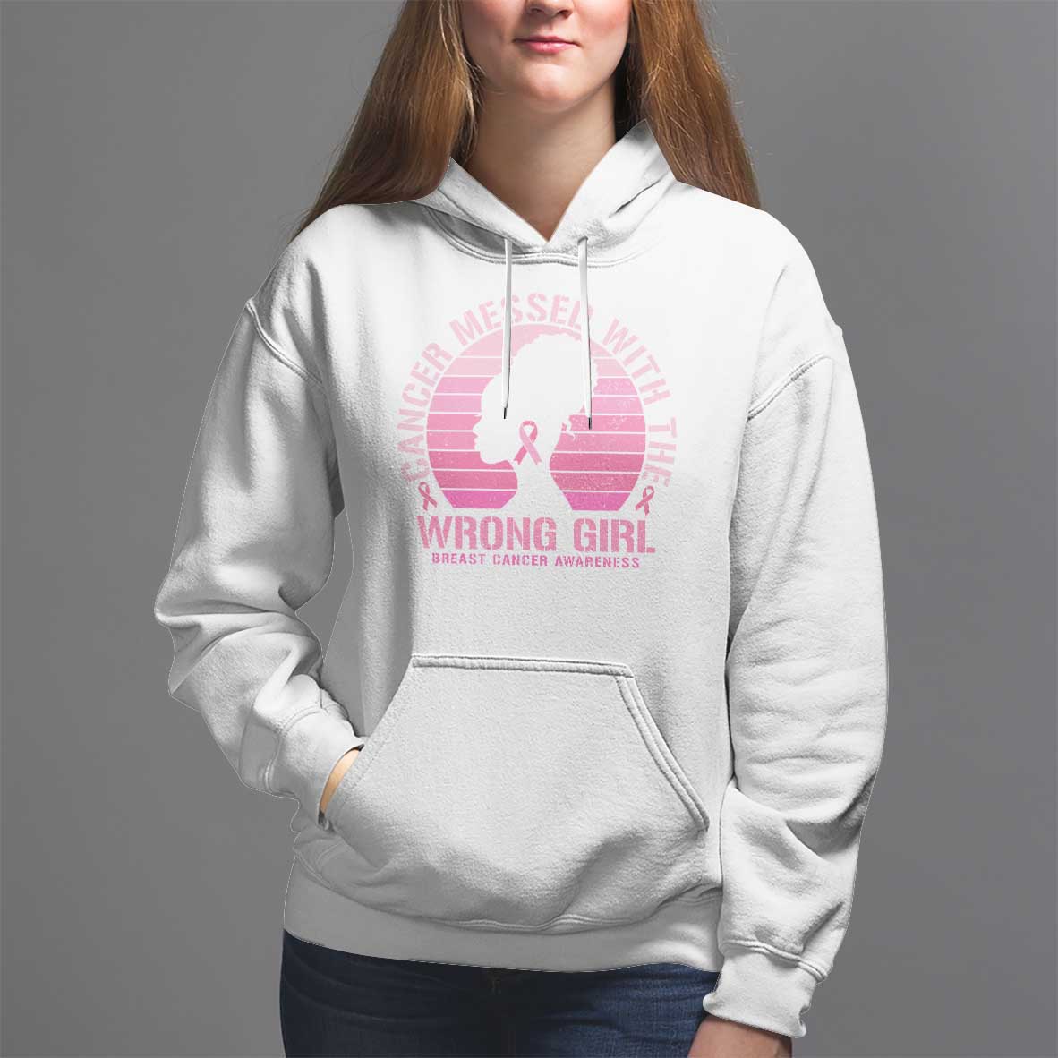 Breast Cancer Hoodie Cancer Messed With The Wrong Girl - Wonder Print Shop