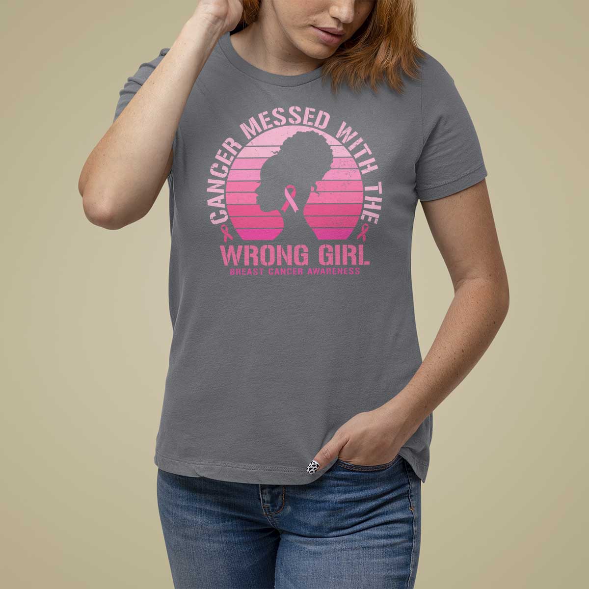 Breast Cancer T Shirt For Women Cancer Messed With The Wrong Girl - Wonder Print Shop