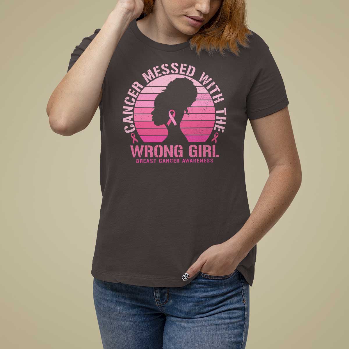 Breast Cancer T Shirt For Women Cancer Messed With The Wrong Girl - Wonder Print Shop