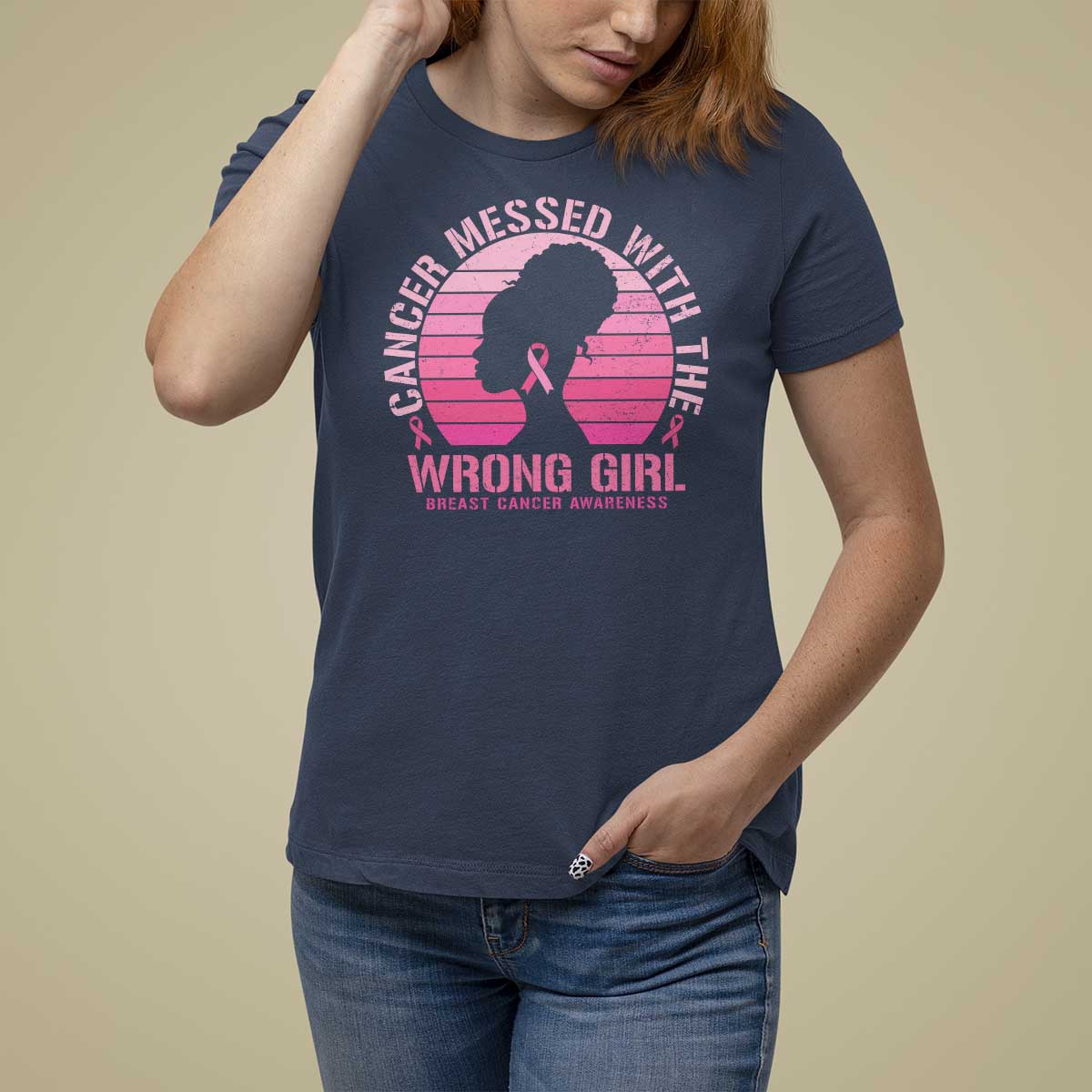 Breast Cancer T Shirt For Women Cancer Messed With The Wrong Girl - Wonder Print Shop