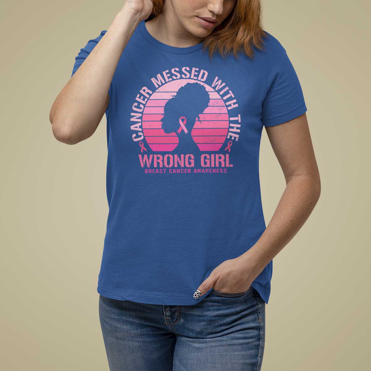 Breast Cancer T Shirt For Women Cancer Messed With The Wrong Girl - Wonder Print Shop