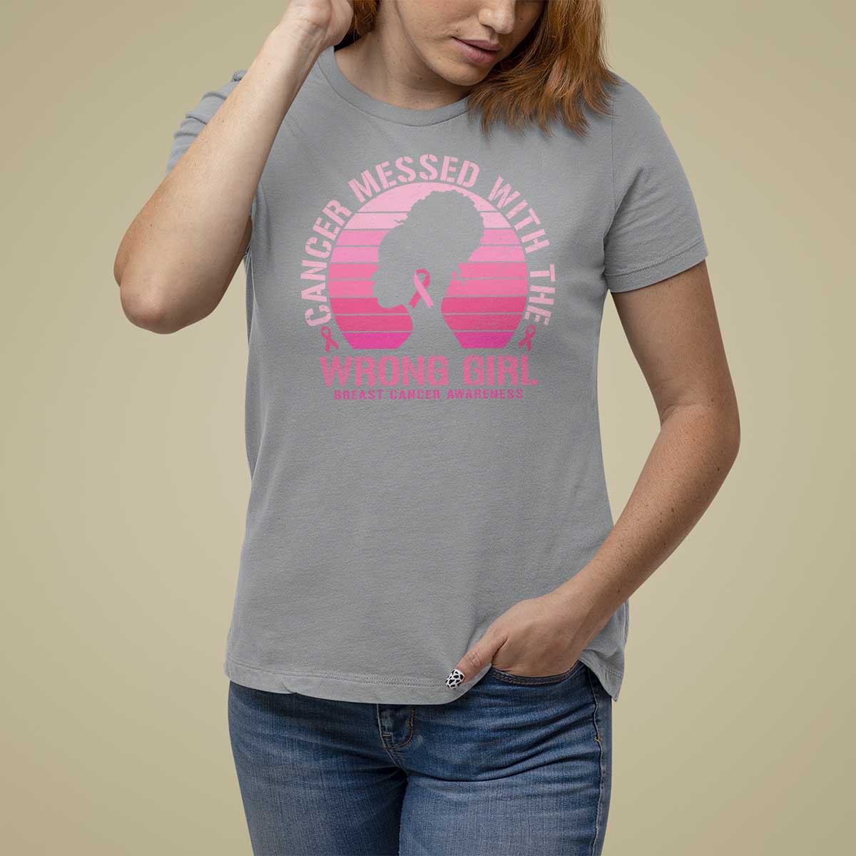 Breast Cancer T Shirt For Women Cancer Messed With The Wrong Girl - Wonder Print Shop