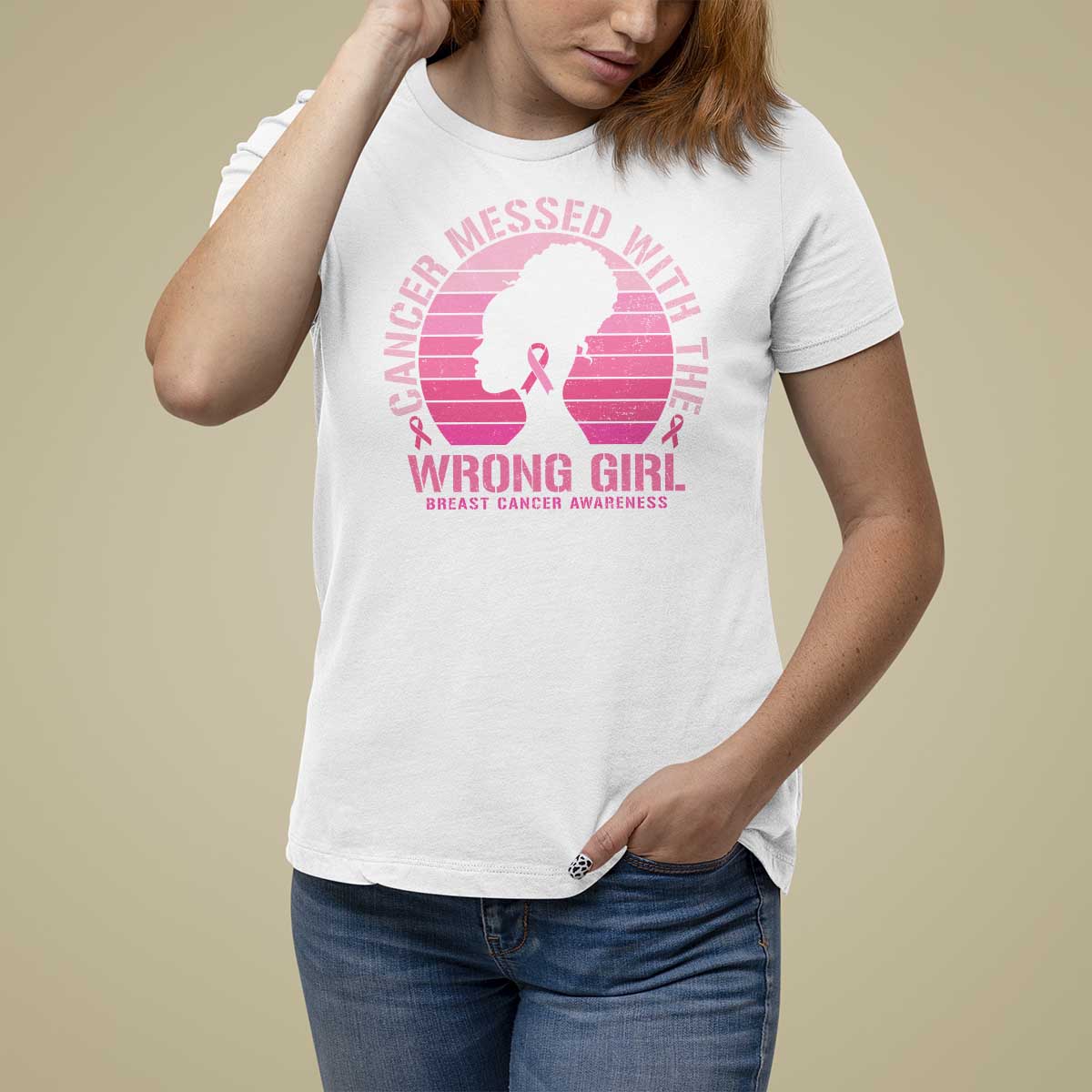 Breast Cancer T Shirt For Women Cancer Messed With The Wrong Girl - Wonder Print Shop