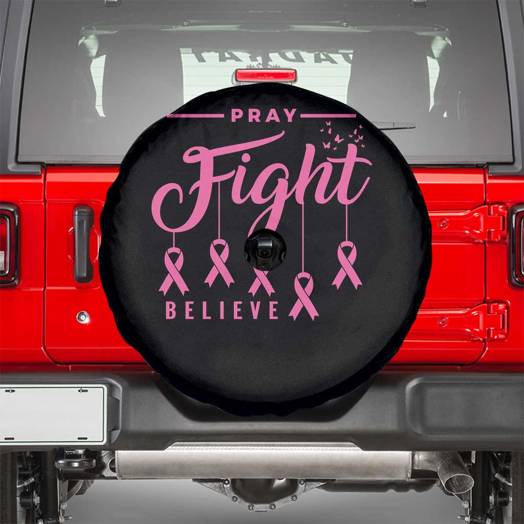 Breast Cancer Spare Tire Cover Pray Fight Believe