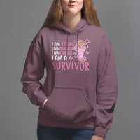 Pink Breast Cancer Hoodie I Am A Survivor Strong Powerful Fearless - Wonder Print Shop
